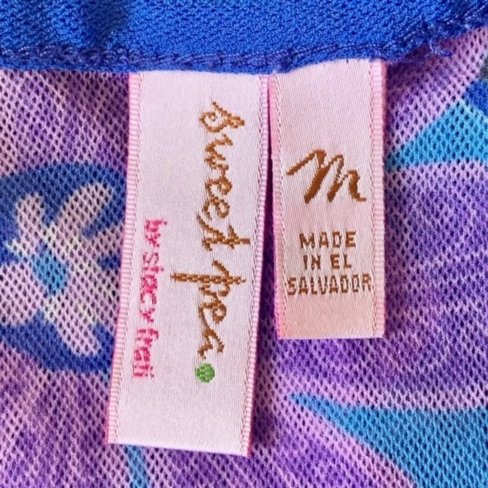 Sweet Pea by Stacy Frati Blue Floral Sewn in Waistband Sleeveless Size Medium